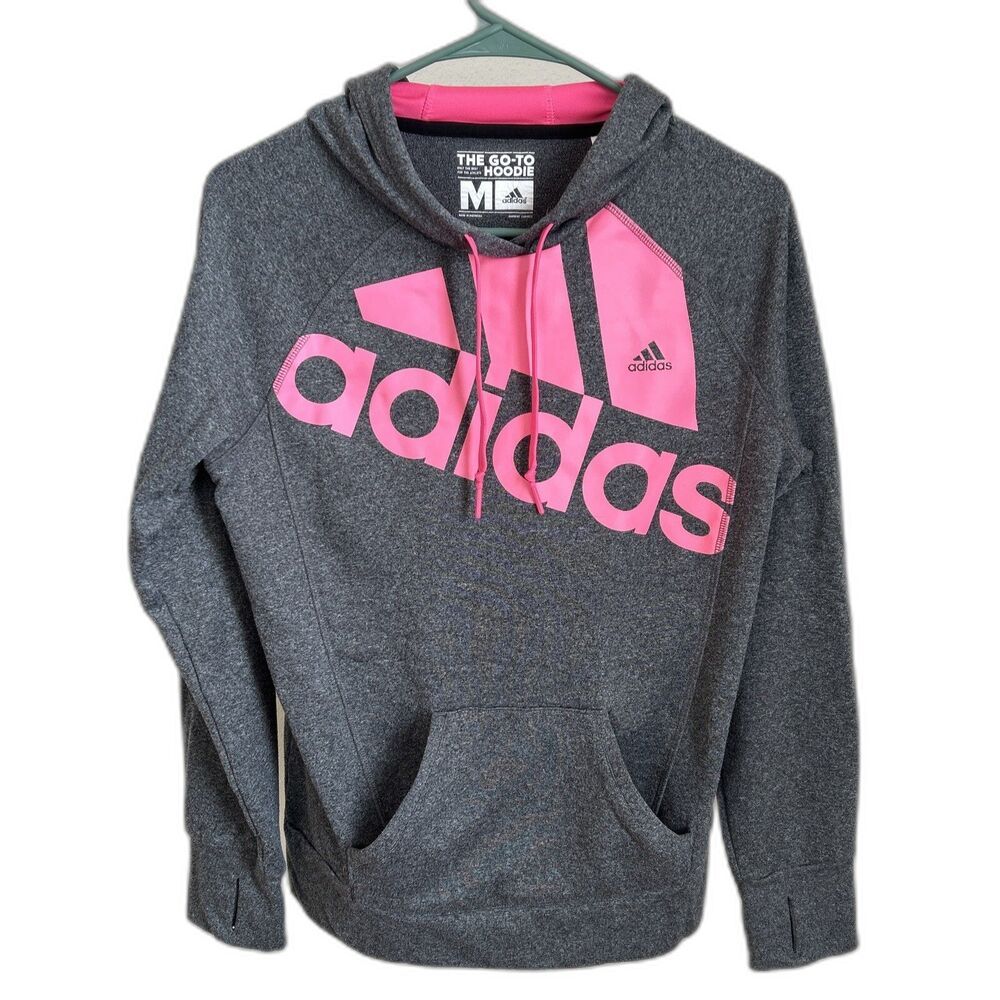 The Go-to Hoodie Adidas Size Medium Pink Lettering VGC